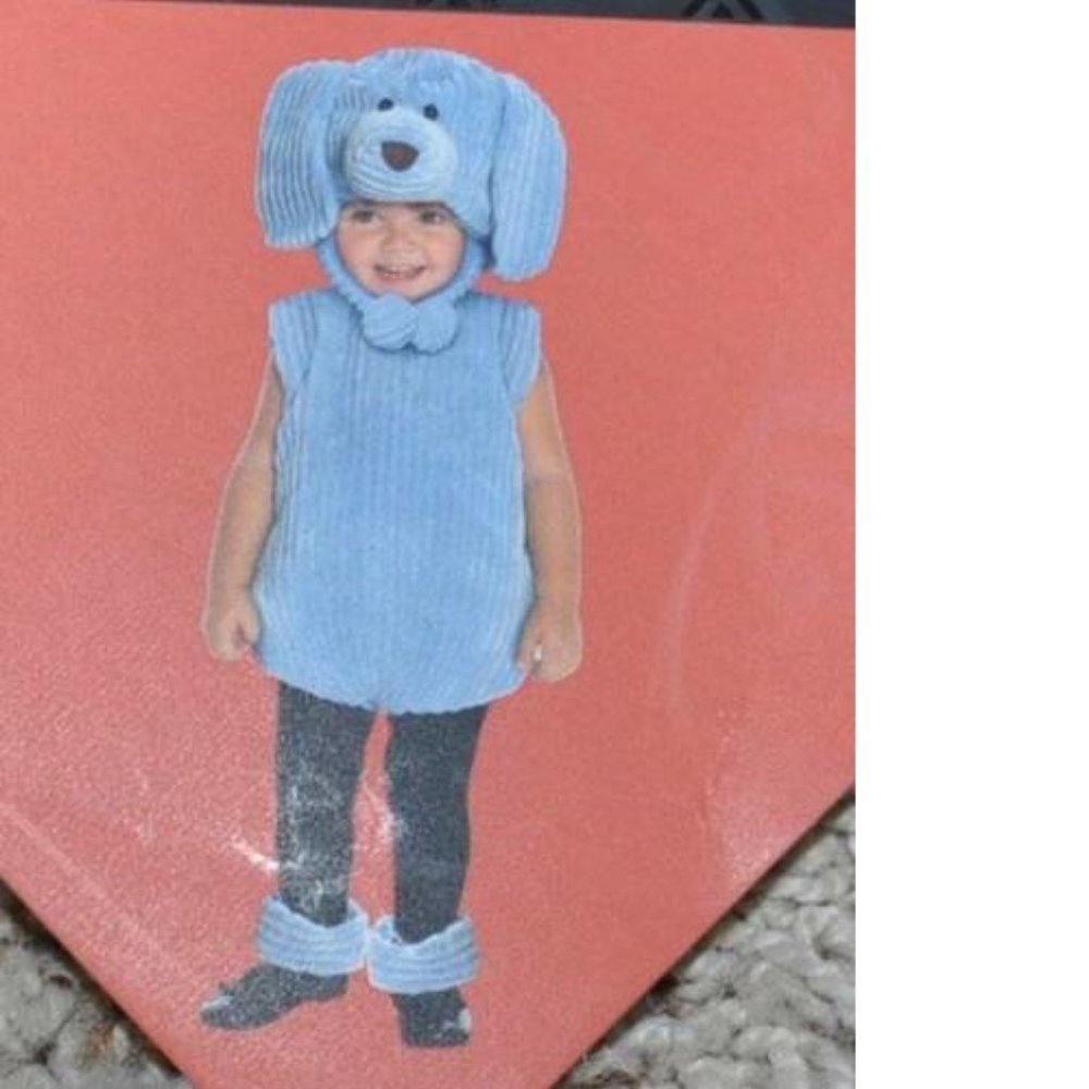 Dog Puppy 12/24 mths Halloween Costume Blue Corduroy 4 Pc Vest, Hood Toddler